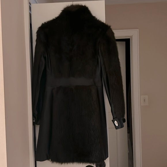 Like New Rachel Zoe real leather faux fur trim coat - Picture 7 of 10